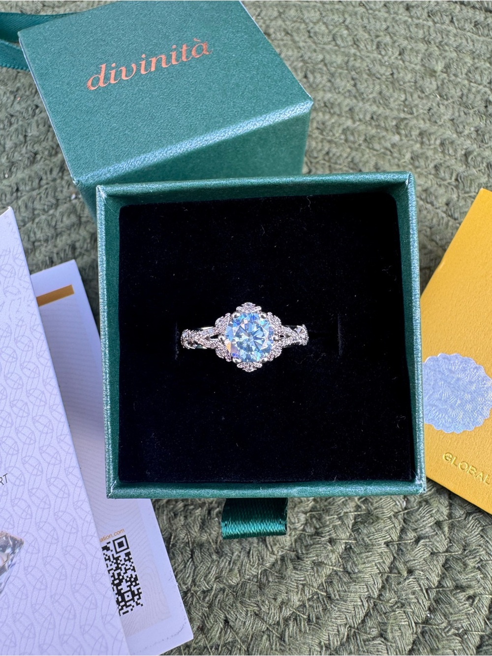 1 Carat Ice Blue Moissanite Engagement Ring Size 6
